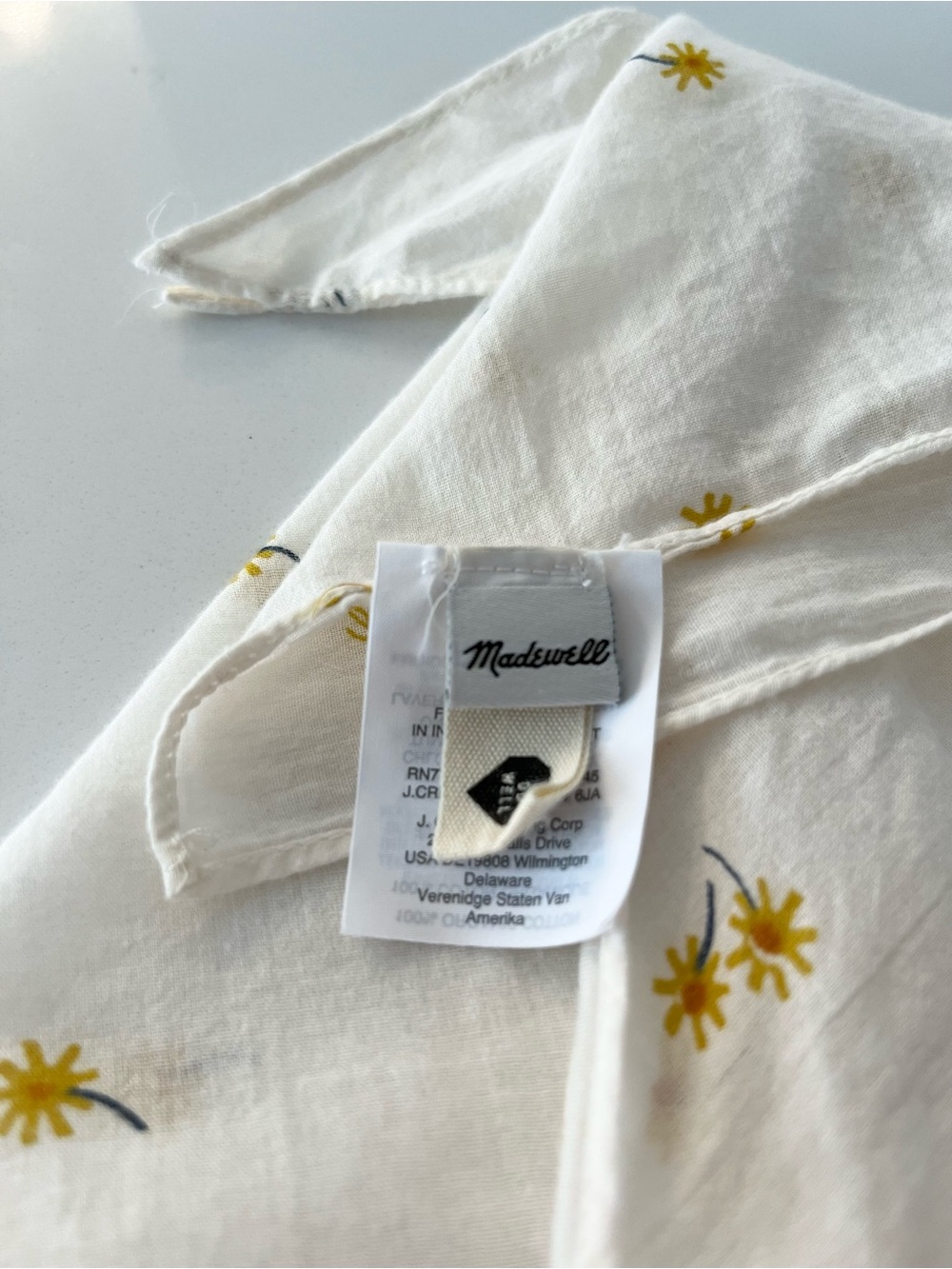 Madewell 100% Organic Cotton Handkerchief | Cream and Yellow Flower Print - Picture 4 of 7